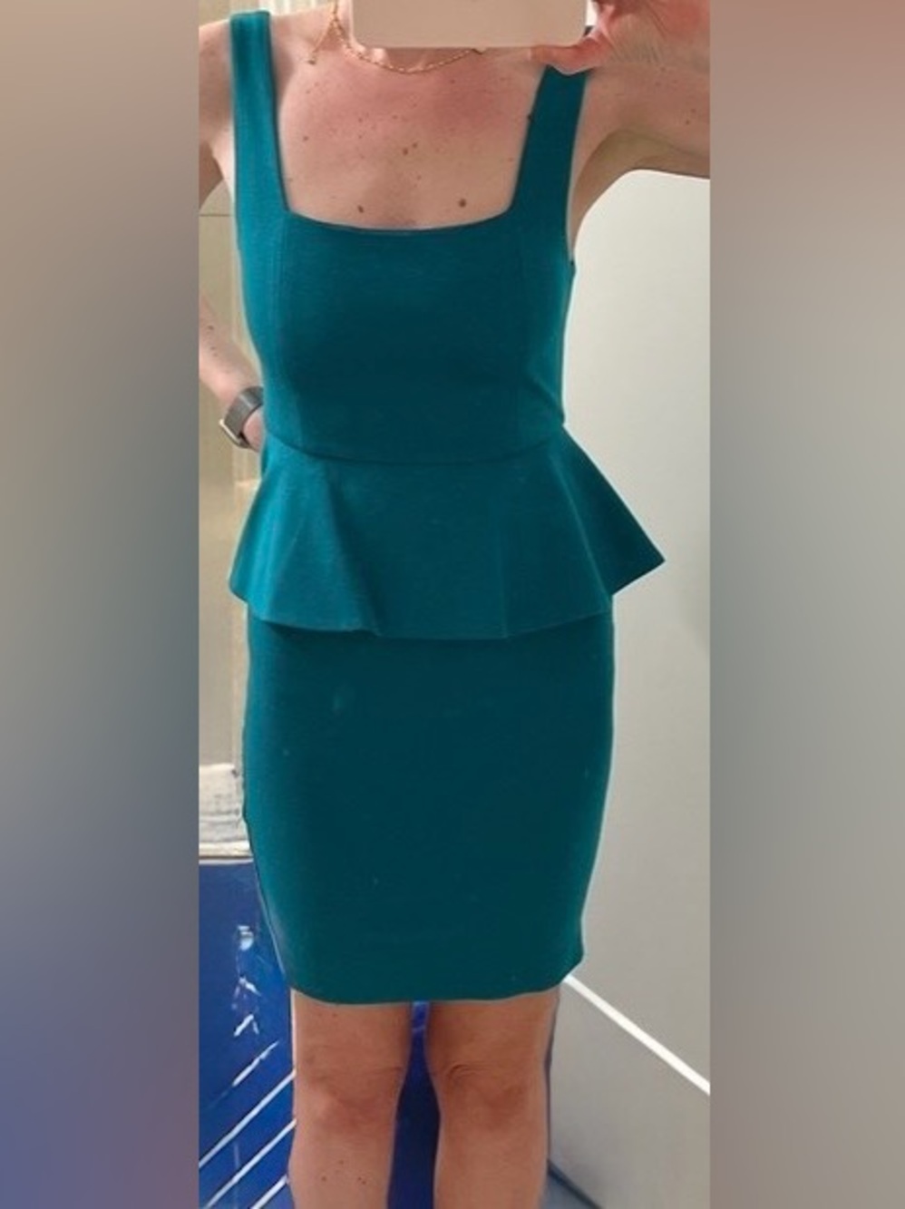 Alice + Olivia Teal Peplum Sheath Dress